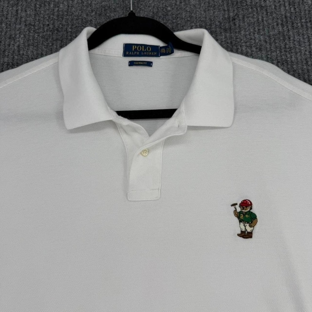 Polo Ralph Lauren custom fit polo bear polo shirt men's XXL white cotton